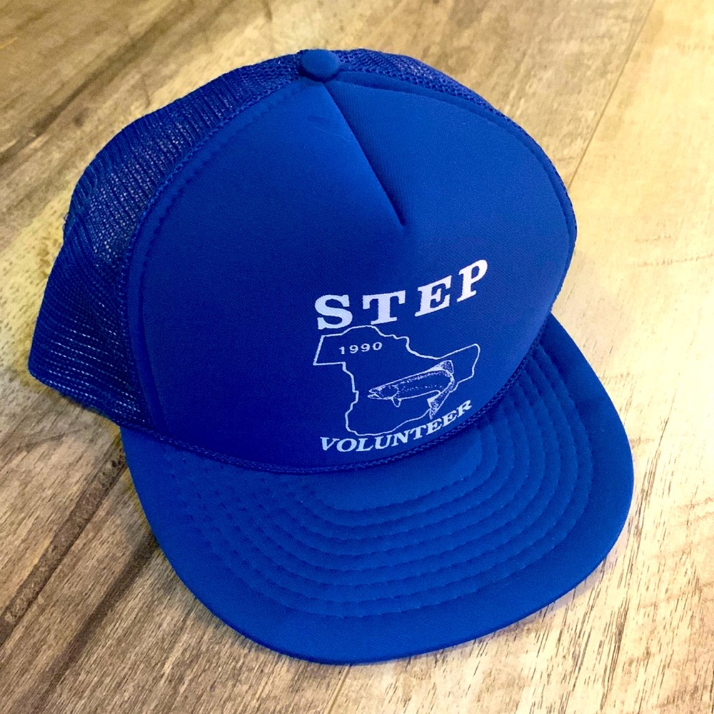 Otto cap trucker hat mesh back blue 1990 step volunteer